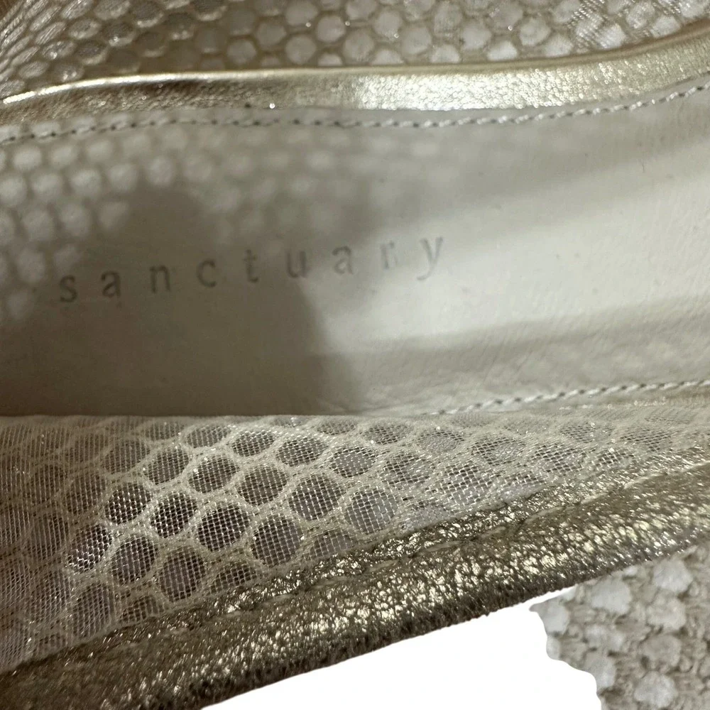 Sanctuary Cindy Gold Mesh Mary Jane‎ Ballet Flats Square Toe Womens 7M